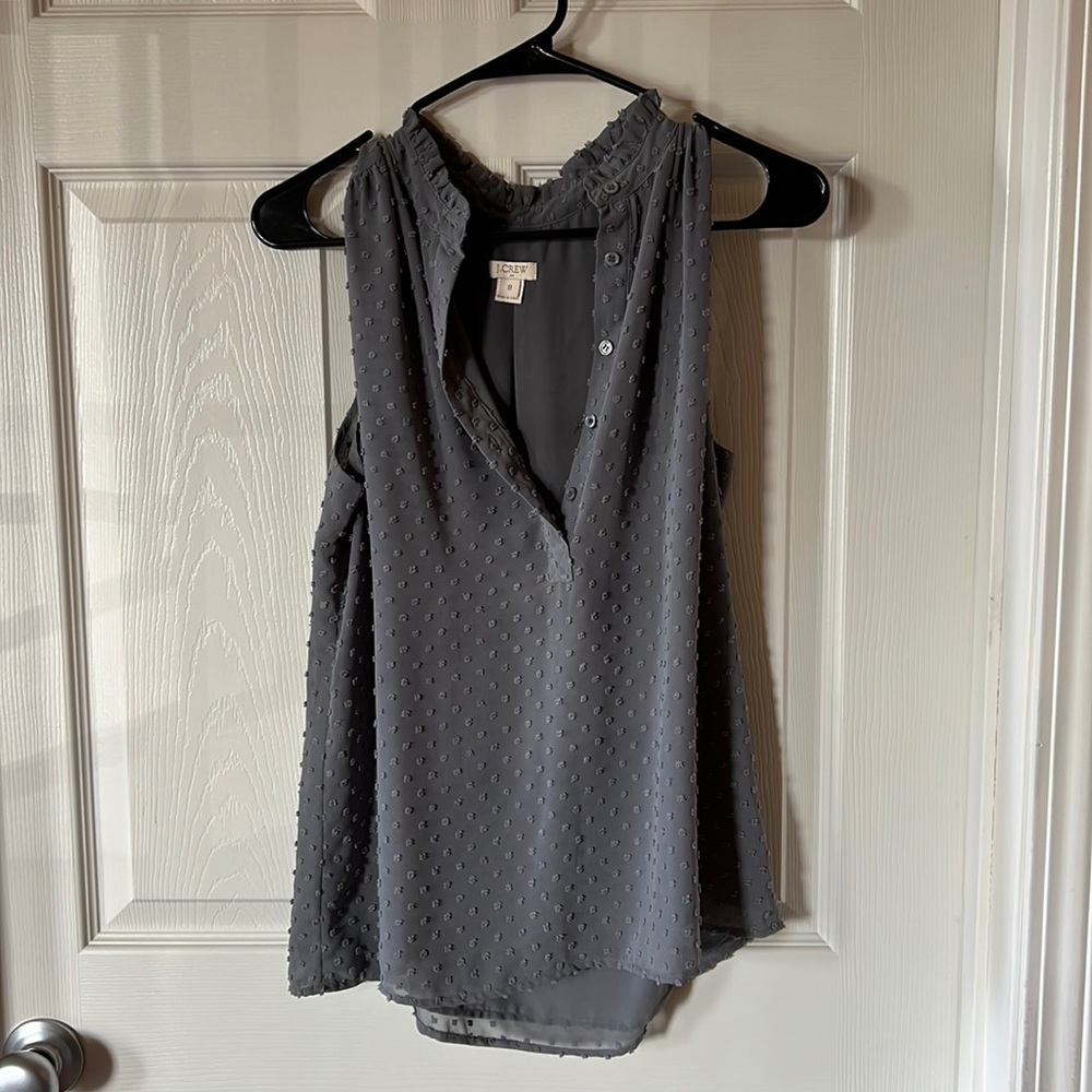 J. Crew ruffle collar Swiss dot shell - never worn